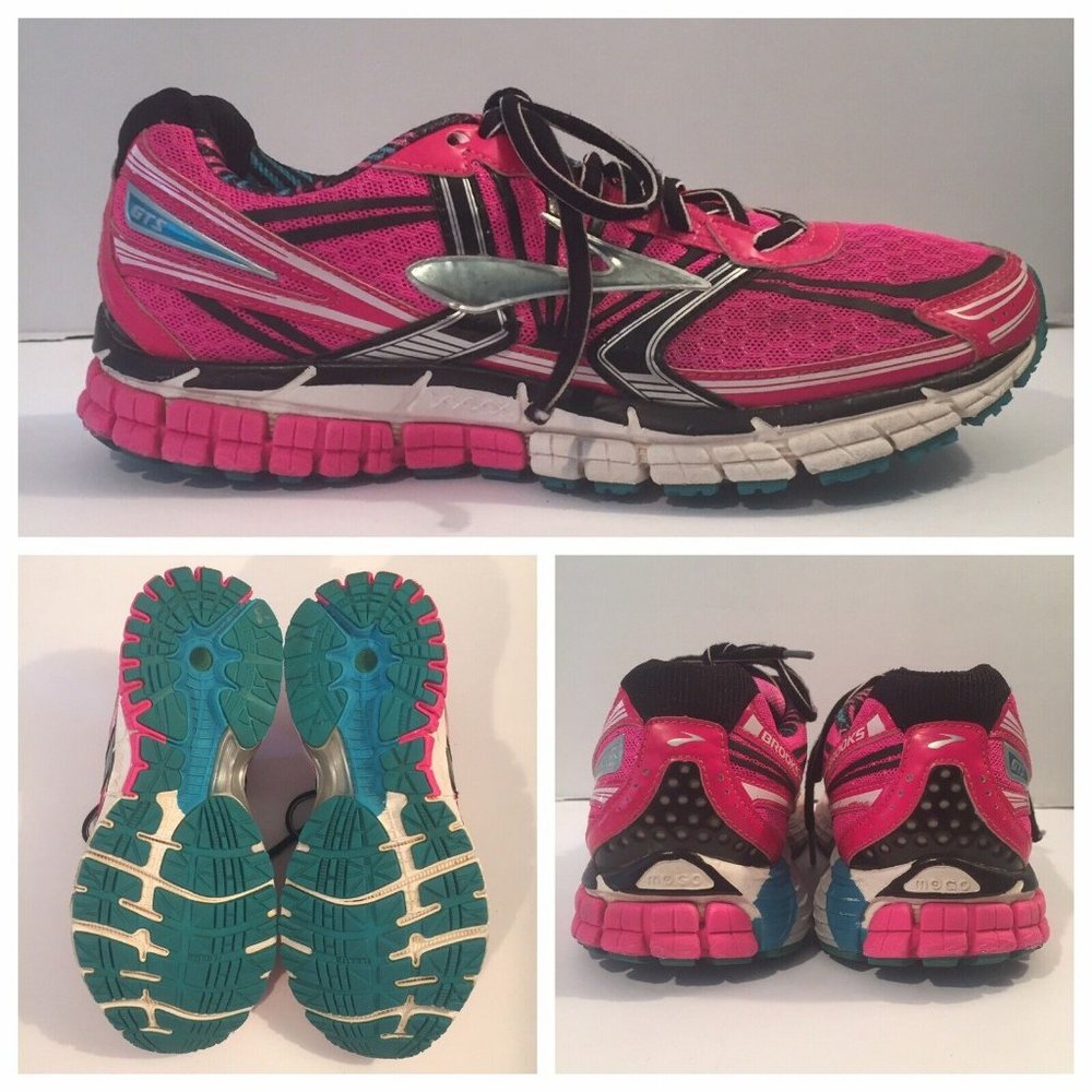 Brooks Adrenaline GTS 14 Running Shoes Womens Size 9.5 HotPink Black 1201511B605